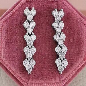 NEW STERLING SILVER DIAMOND LONG EARRINGS, NICE EARRINGS, CUTE EARRINGS